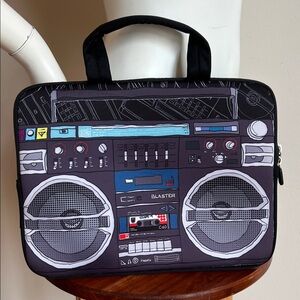 Retro Boombox Laptop Case - Black